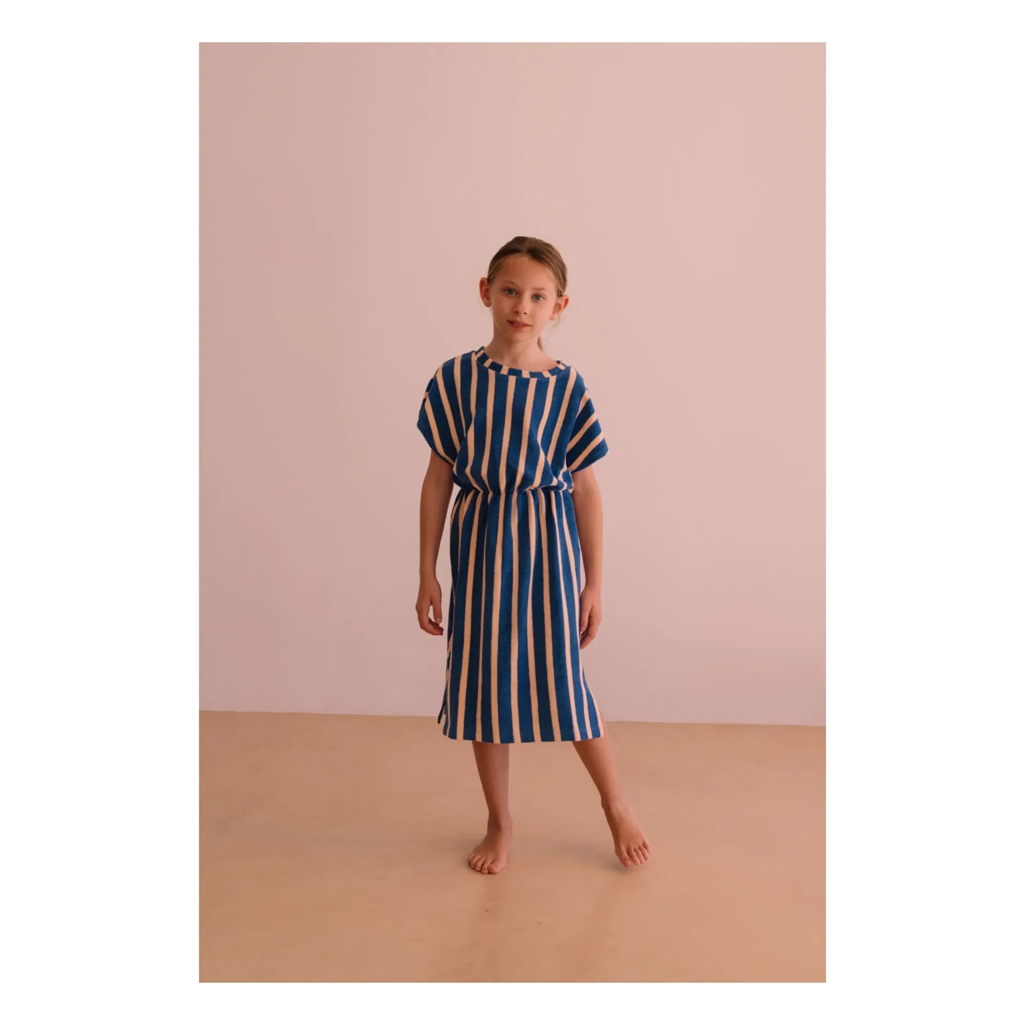 We Are Kids - April Striped Organic Cotton Towel Dress | Blue