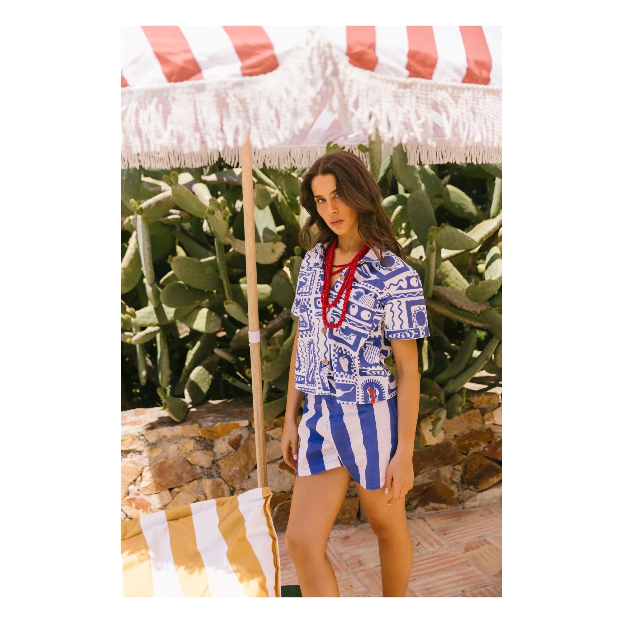 Favorite People - Positano Striped Shorts - Women's Collection | Blue