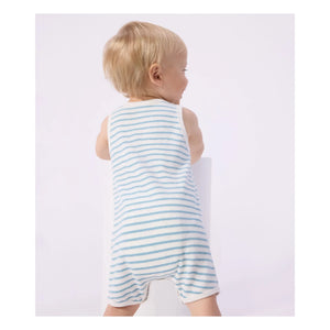 Petit Bateau - Gestreifter Frottier-Strampler | Blau