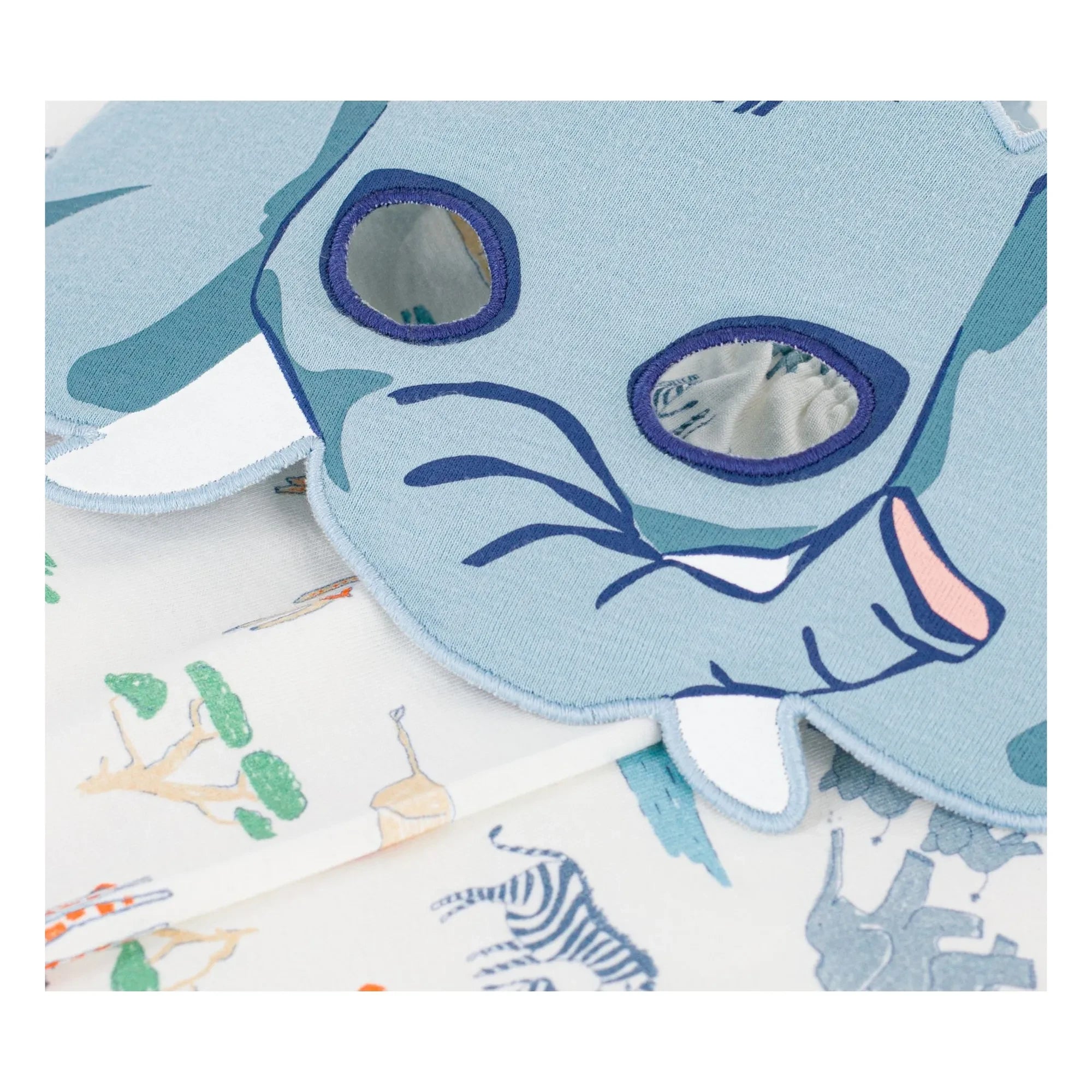 Petit Bateau - Organik pamuk Savane pijama şort ve maske seti | Beyaz