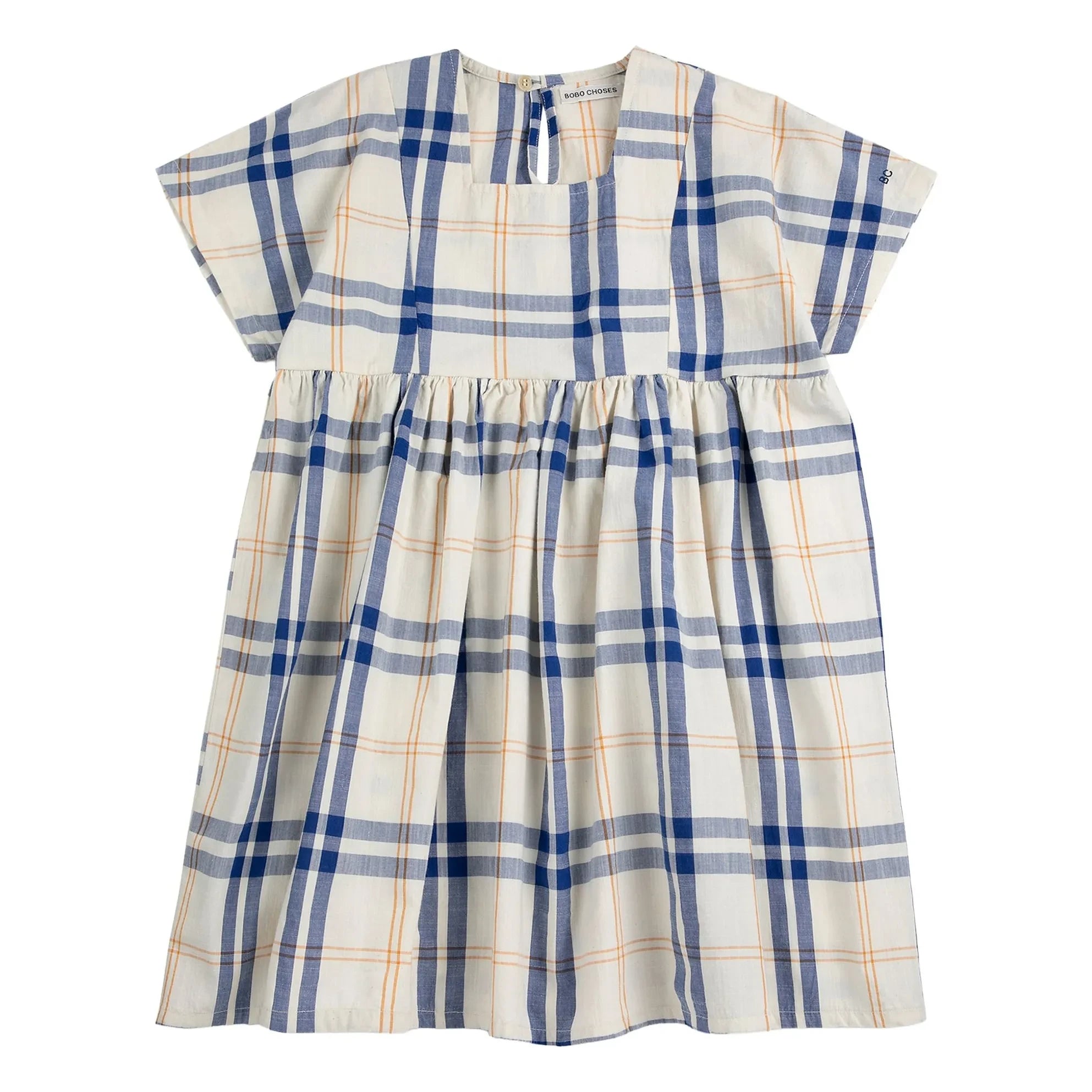 Bobo Choses - Tartan organik pamuk elbise | Ekru