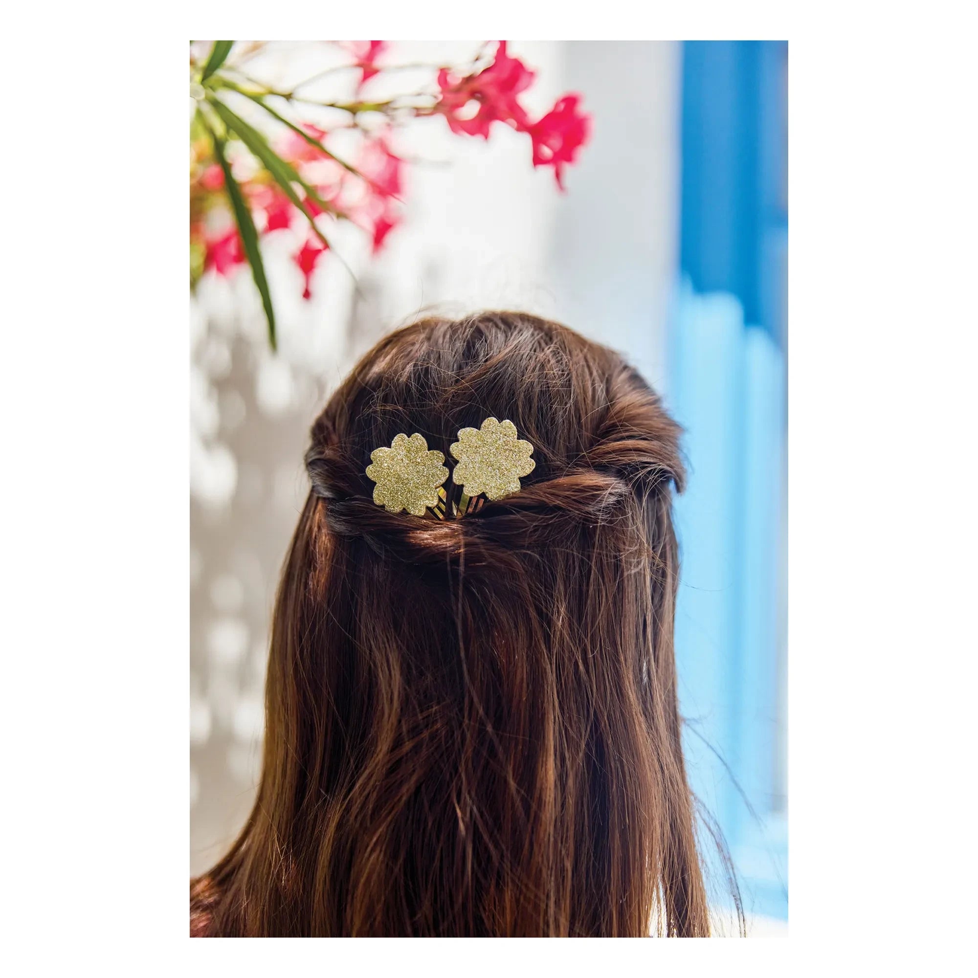 Tartine et Chocolat - 2-Piece Hibiscus Glitter Hair Clip Set | Gold