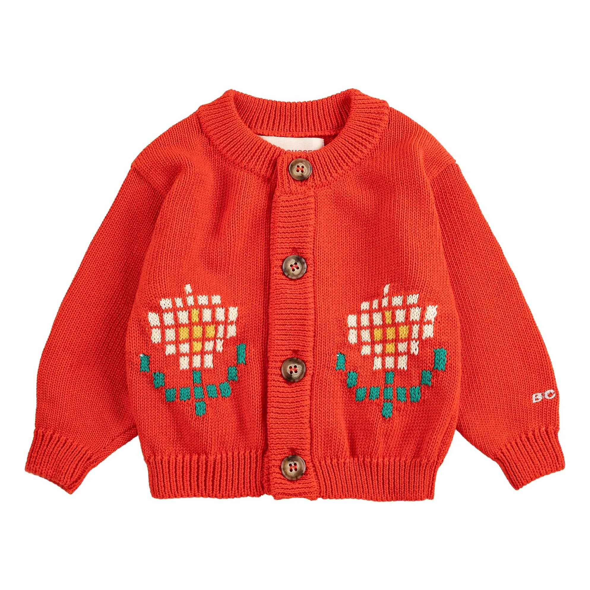 Bobo Choses - Organik Pamuk Marguerites Hırka Bebek | Kırmızı