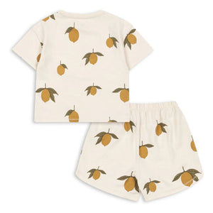Konges Sløjd - Organic cotton T-shirt and shorts in lemon and ecru colors