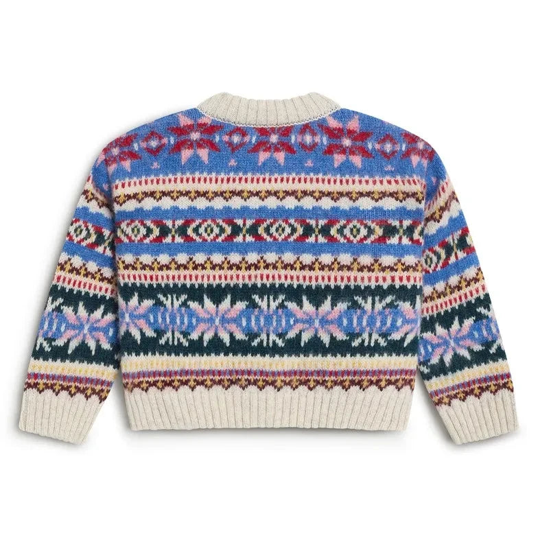 The New Society - Caia Jacquard Recycled Fiber Baby Cardigan | Blue