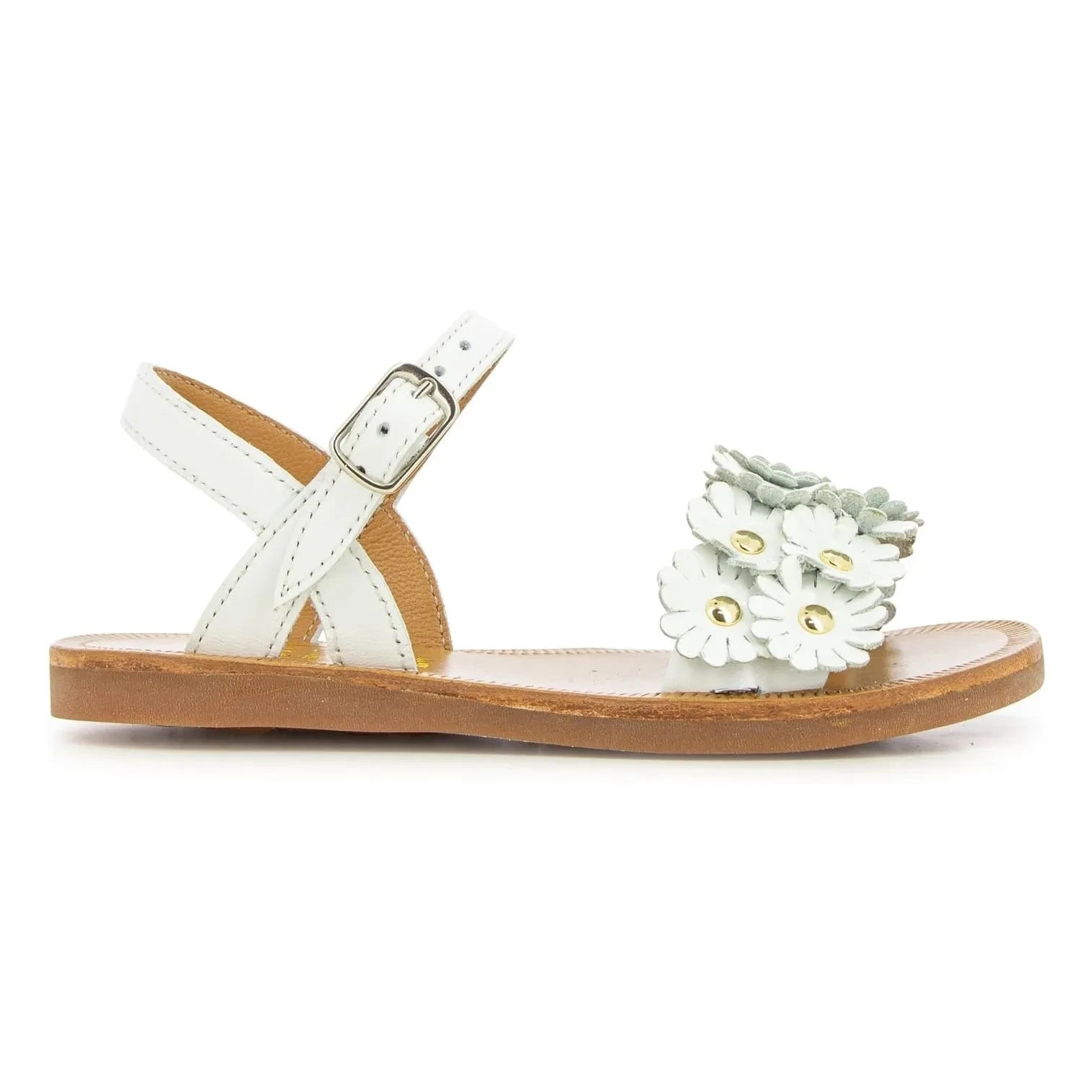 Pom d'Api - Plagette Multi Flo sandaletler | Beyaz saten