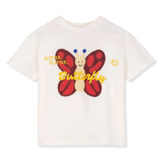 Wynken - Kelebek organik pamuk T-shirt | Ekru