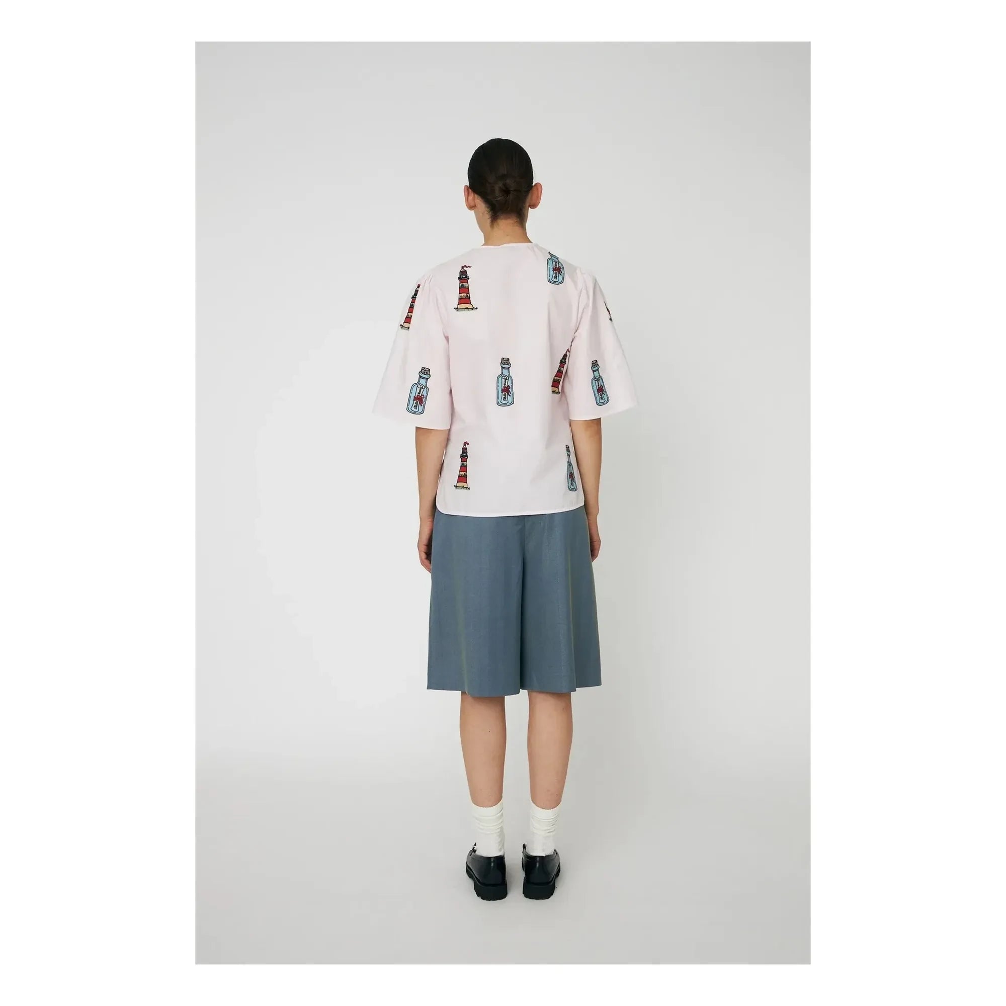 Stella Nova - Bluse mit Schleife Bio-Baumwolle | Hellrosa