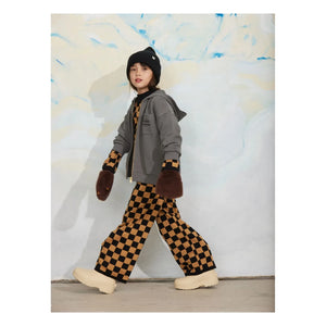 Mini Rodini - Damier-Hose aus Bio-Baumwoll-Mesh | Braun