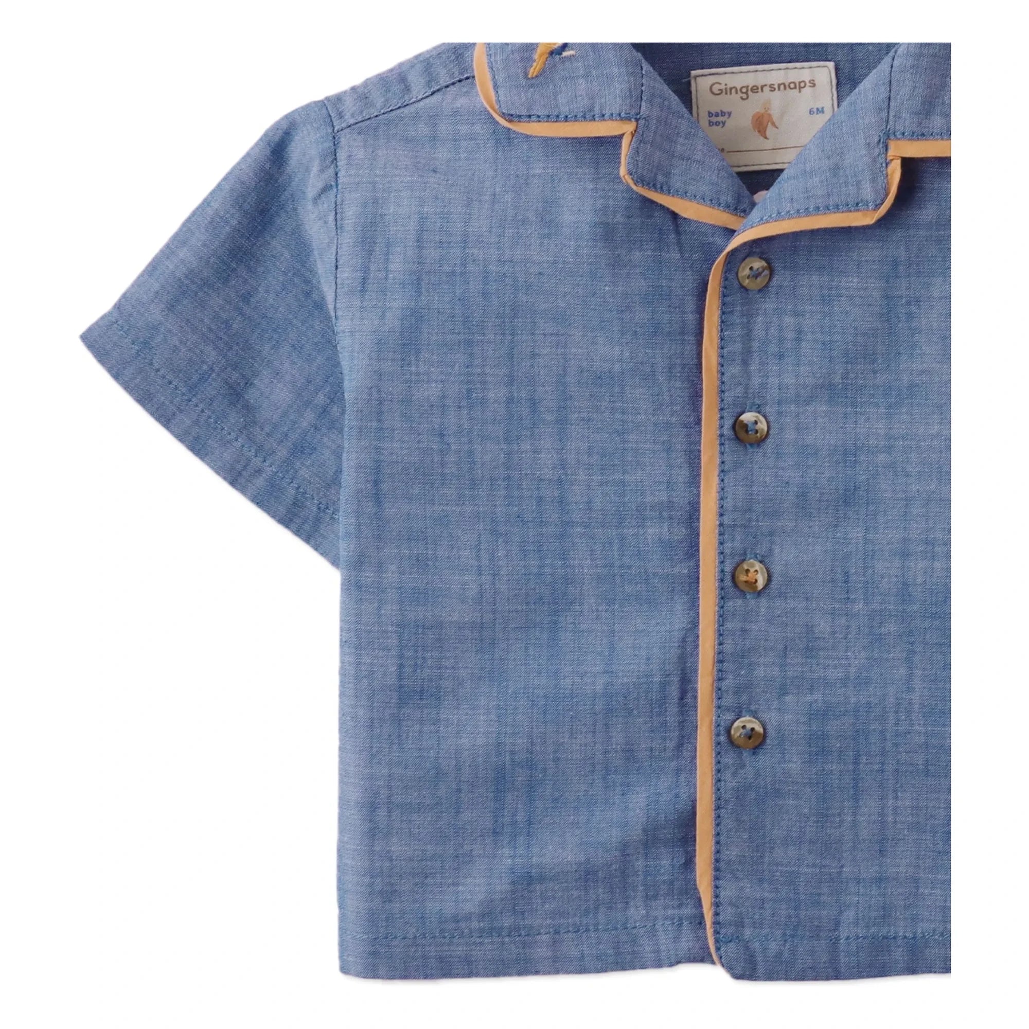 Gingersnaps - Steven İşlemeli Banana Chambray Gömlek | Mavi