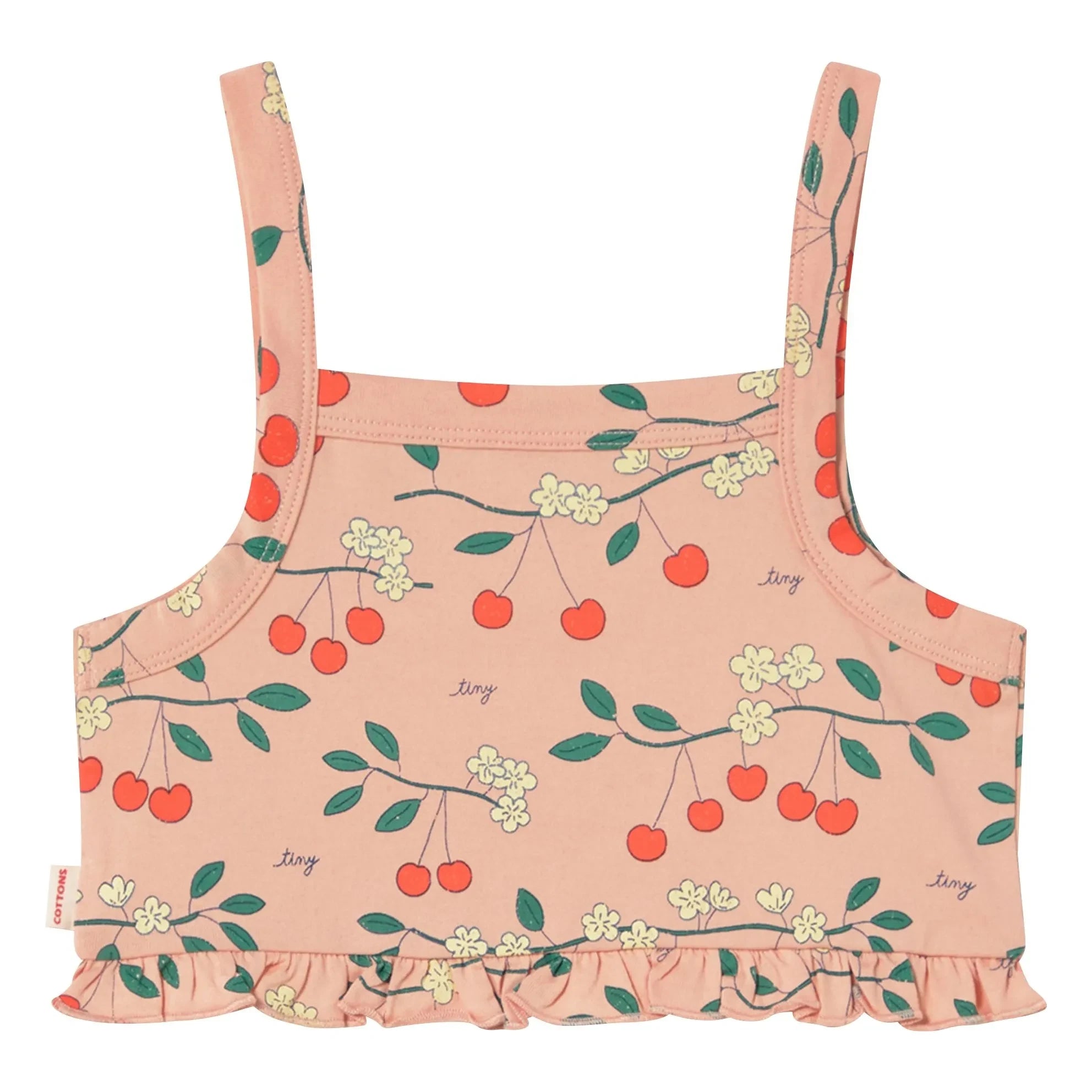Tinycottons - Cherry organic cotton ruffle top | Pink