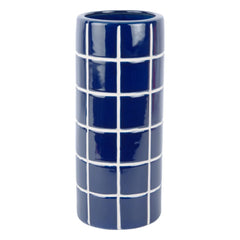 Present Time - Retro Tiles Yuvarlak Vazo | Cobalt