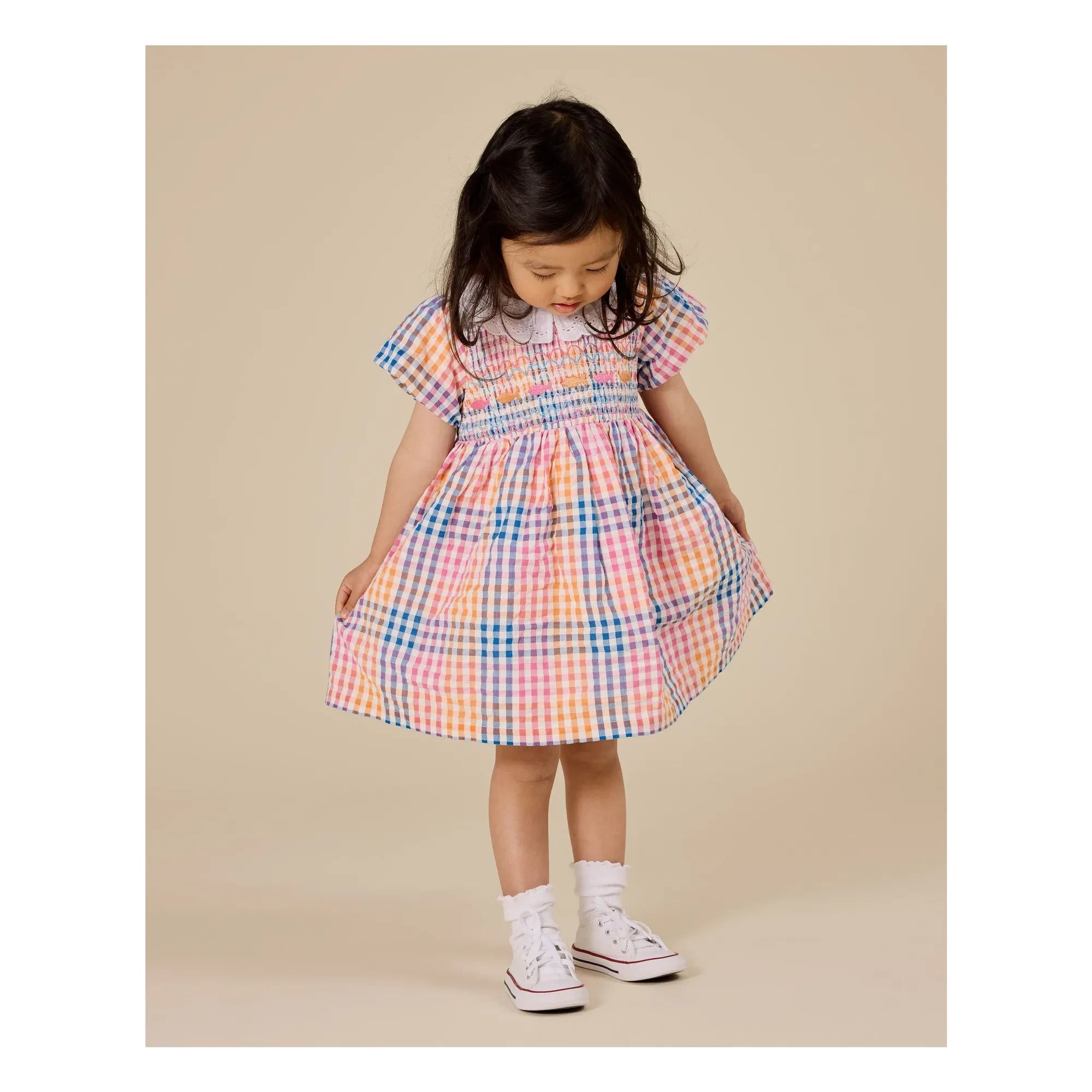 Goldie + Ace - Carreaux Gathered Dress | Blue