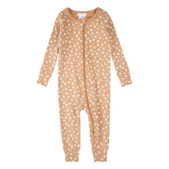 Petit Lem - Floral Patterned Footed Organic Cotton Pajamas | Natural