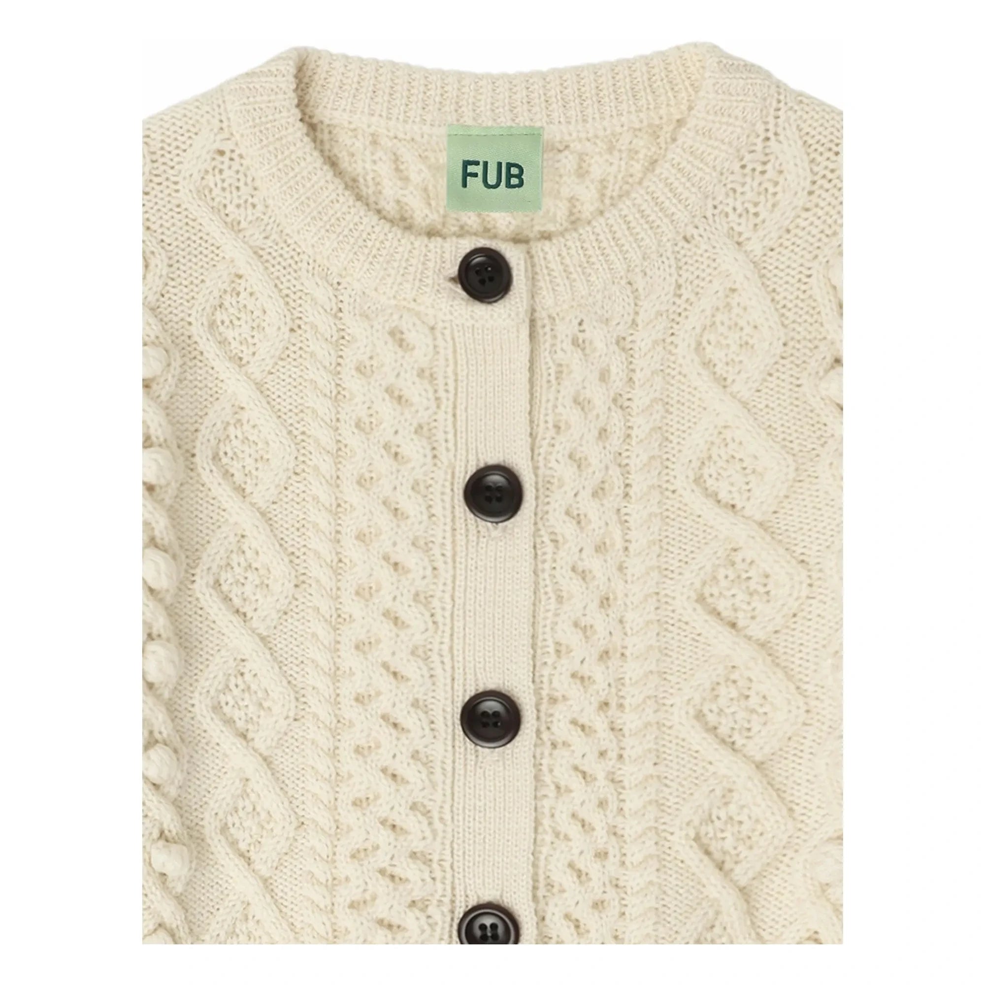 FUB - Aran Merinos yünlü hırka | Ekru