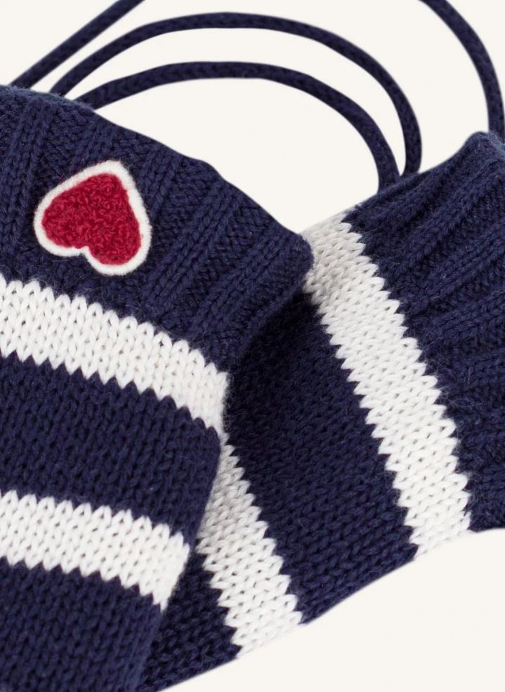 Petit Bateau - Gestreifte Handschuhe mit Herz | Nachtblau