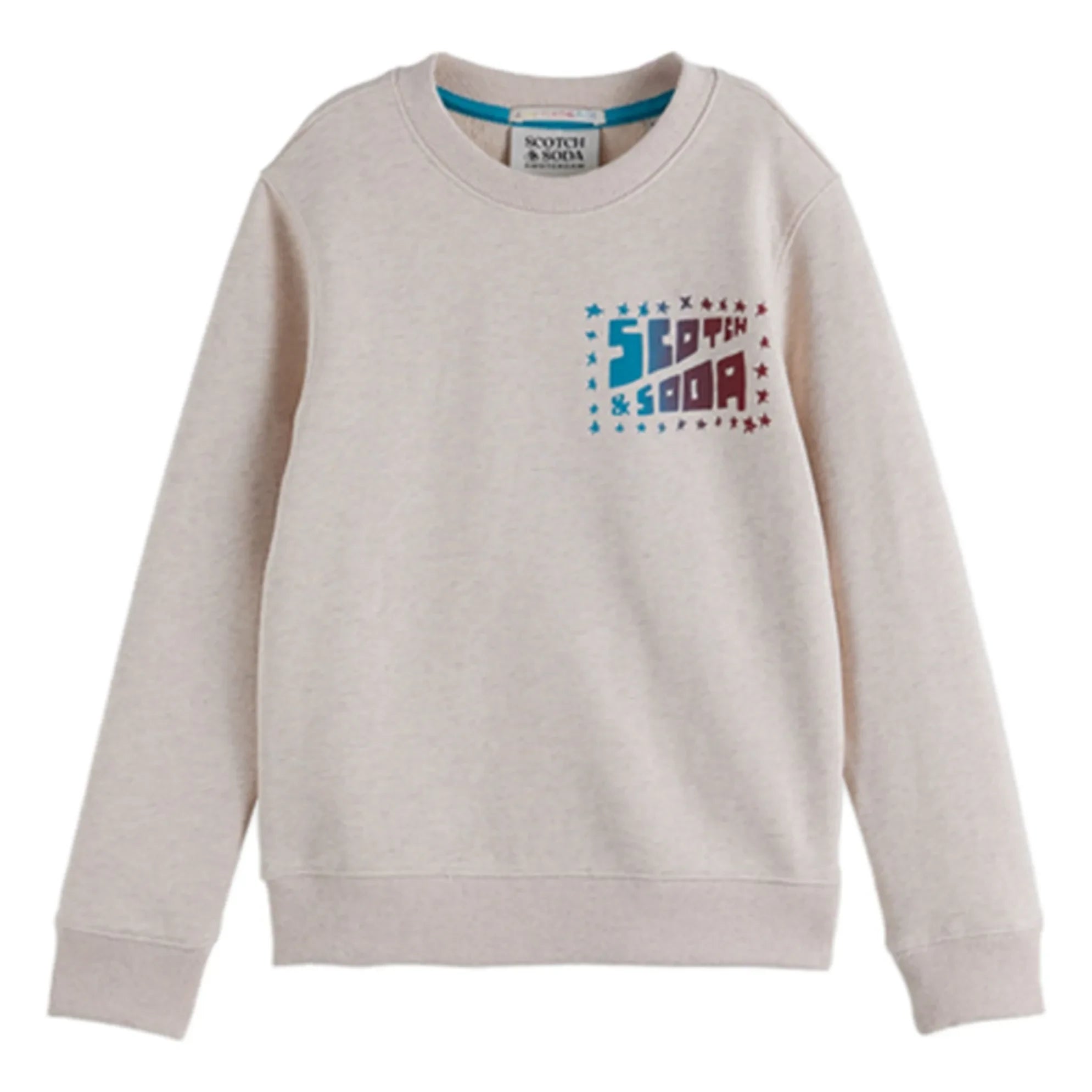 Scotch & Soda - Artwork Logo Sweat Organik pamuk | Heather white