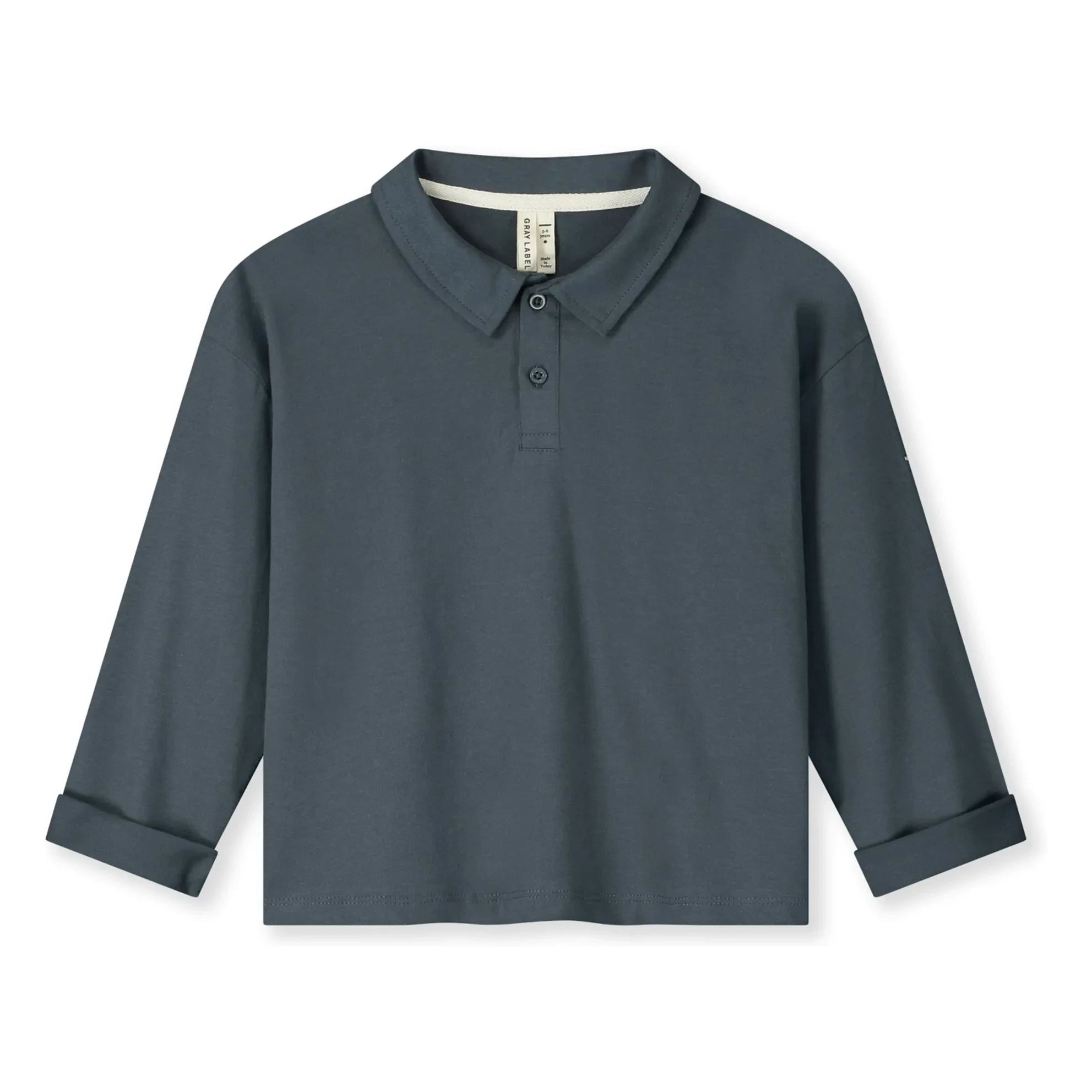 Gray Label - Organik pamuk polo gömlek | Gri mavi