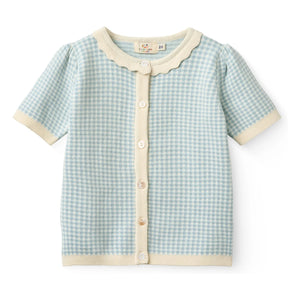 Copenhagen Colors – Kurzärmliger Jacquard-Cardigan aus Bio-Baumwolle | Hellblau