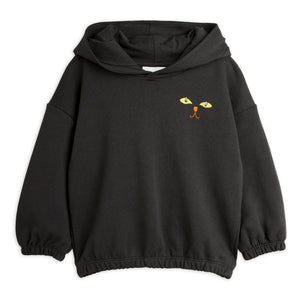 Mini Rodini - Schwarzer Kapuzenpullover mit Katzenmotiv aus Bio-Baumwolle