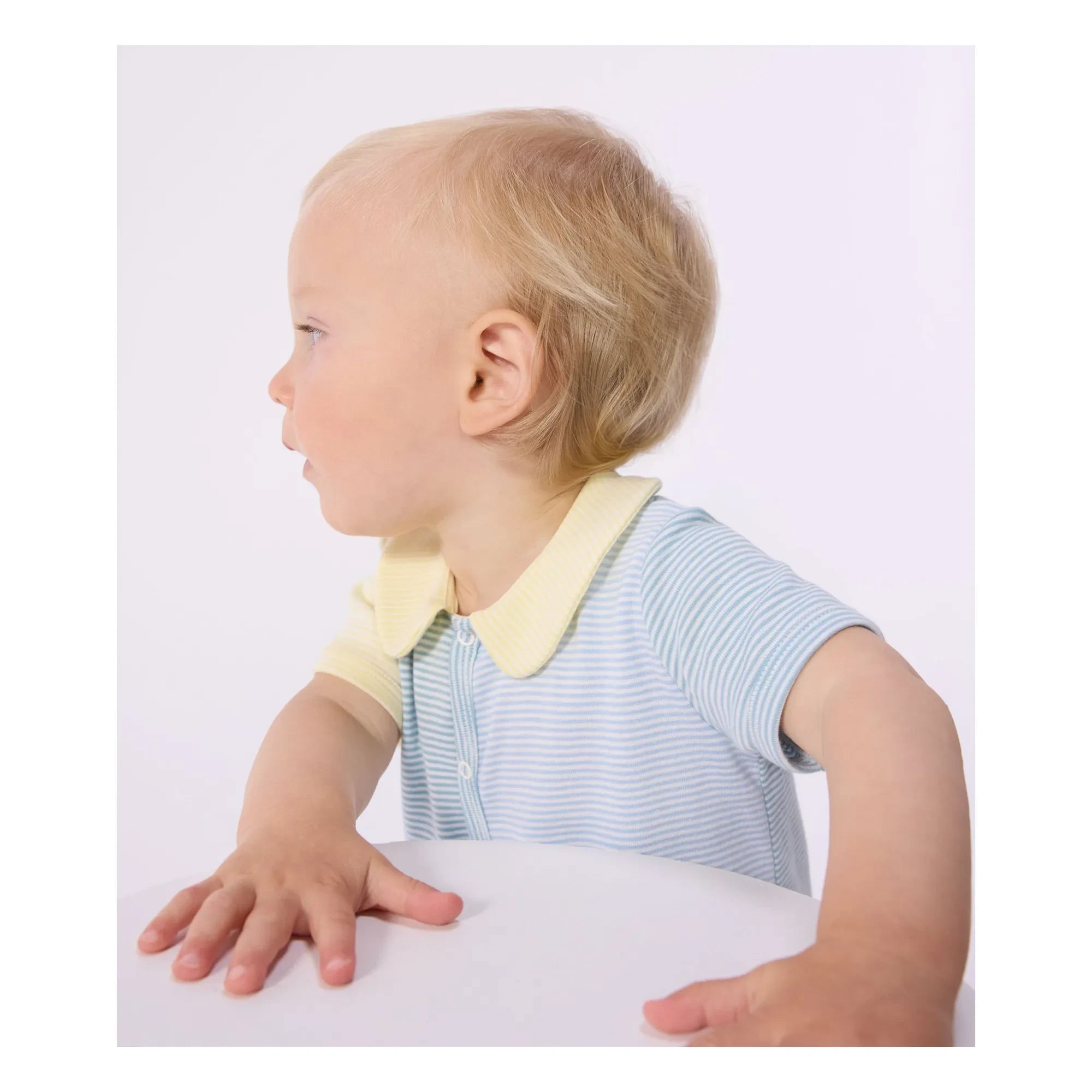 Petit Bateau – Gestreifter Schlafanzug-Jumpsuit kurz | Blau