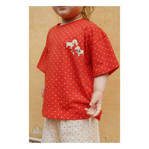 Konges Sløjd - T-Shirt und Shorts Set Famo Pois Bio-Baumwolle | Rot