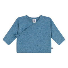 Petit Bateau - Pointelle Laine kruvaze hırka | Açık mavi