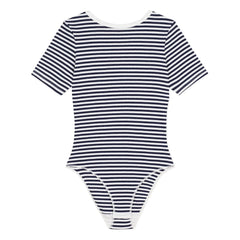 Petit Bateau – Gestreifter Body aus Bio-Baumwollripp | Marineblau