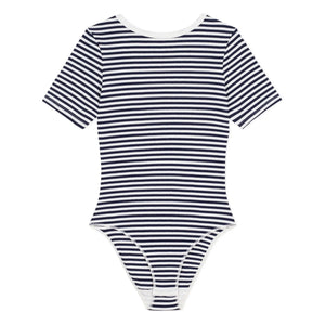 Petit Bateau – Gestreifter Body aus Bio-Baumwollripp | Marineblau
