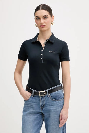 Barbour yaka detaylı kadın pamuklu elastan polo tişört