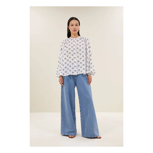 By Bar - Nyka Oase Baumwollbluse | Blau