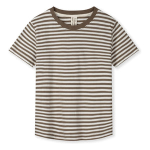 Gray Label - Oversized Striped Organic Cotton T-shirt | Khaki Brown