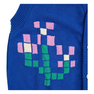 Bobo Choses - Pixel Flower Organic Cotton Cardigan | Blue