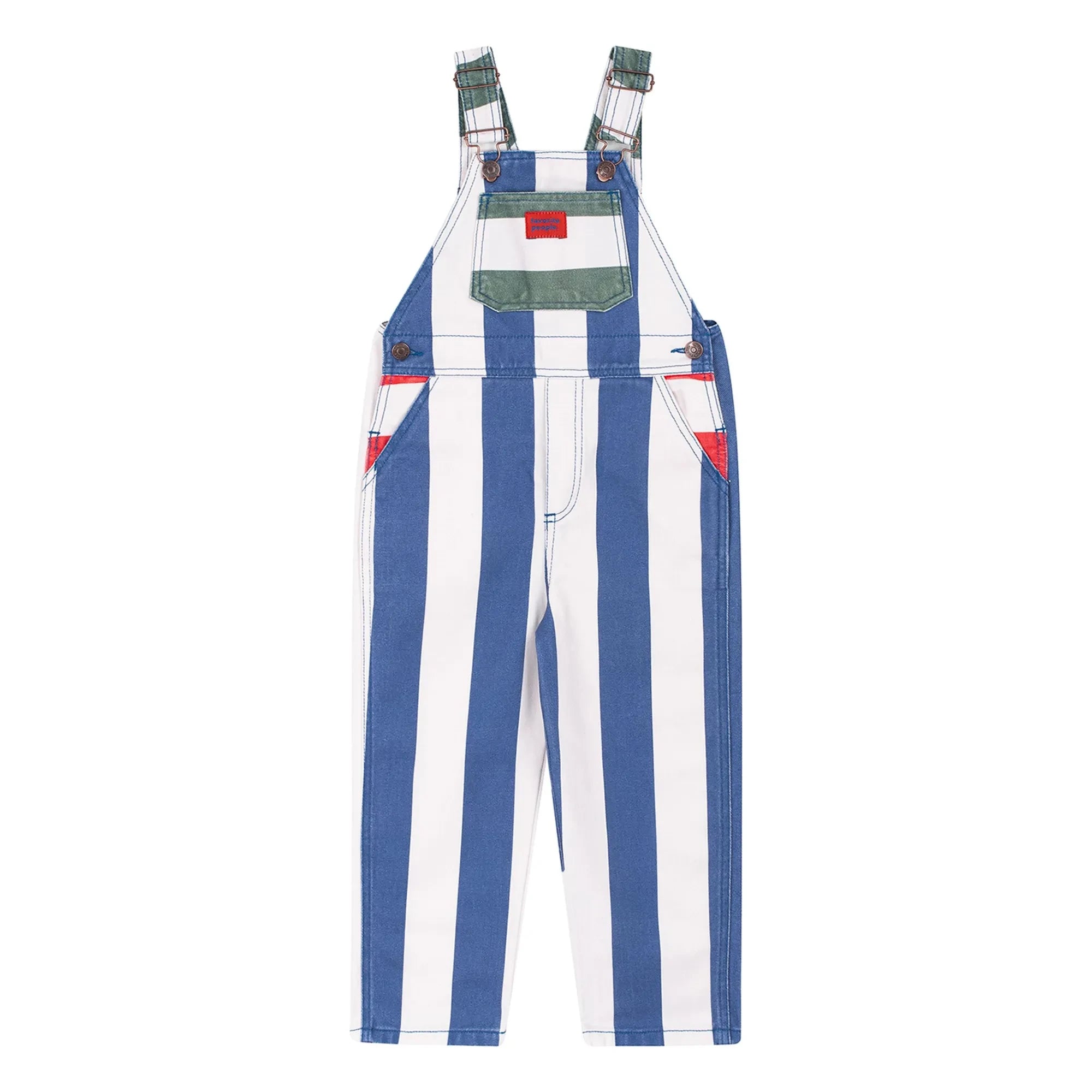 Favorite People - Gestreifter Capri-Overall | Blau