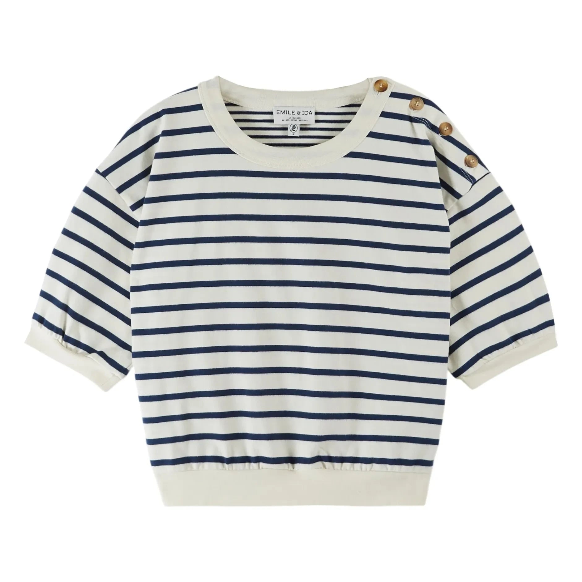 Emile et Ida – Gestreiftes Sweatshirt aus Bio-Baumwolle | Marineblau