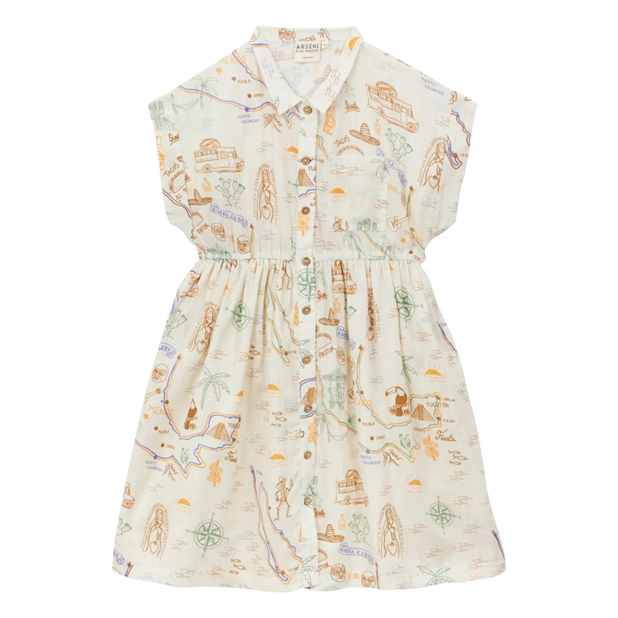 Arsène et Les Pipelettes - Mexican Dress Made of Organic Cotton Voile | Ecru