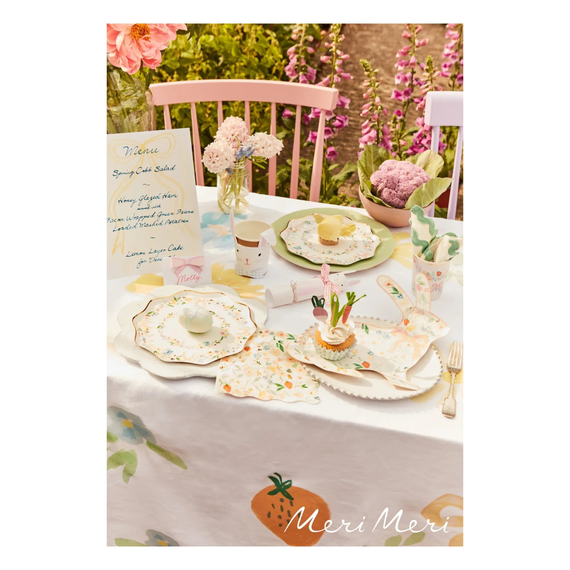 Meri Meri - Pastellfarbene Frühlingsblumen Teller - 8er Set