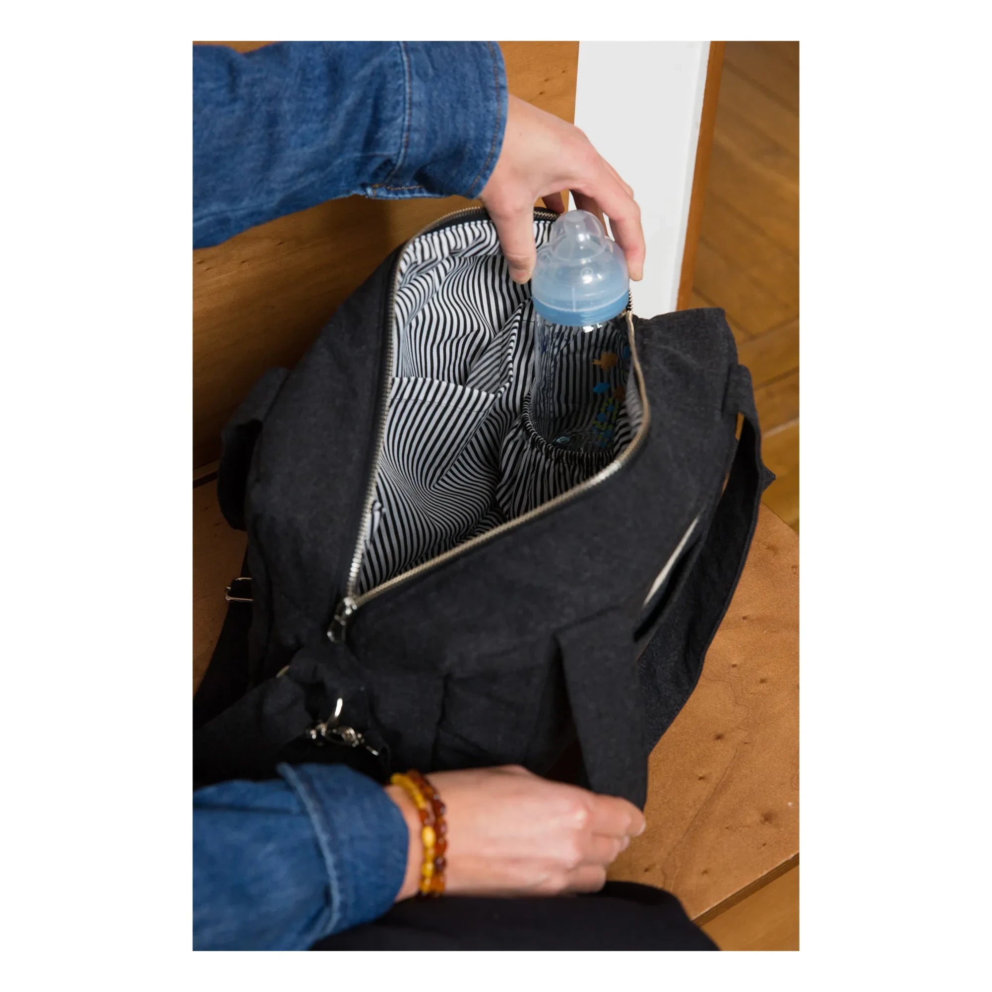 rivedroite - Mini Darcy Recycled Cotton Diaper Bag | Black