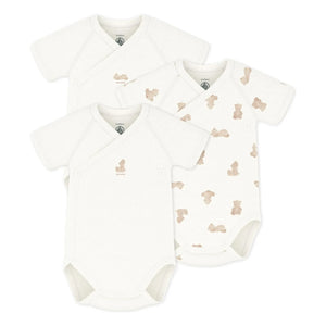 Petit Bateau - 3'lü Organik Pamuk Ayı Desenli Çapraz Çantalar | Ecru
