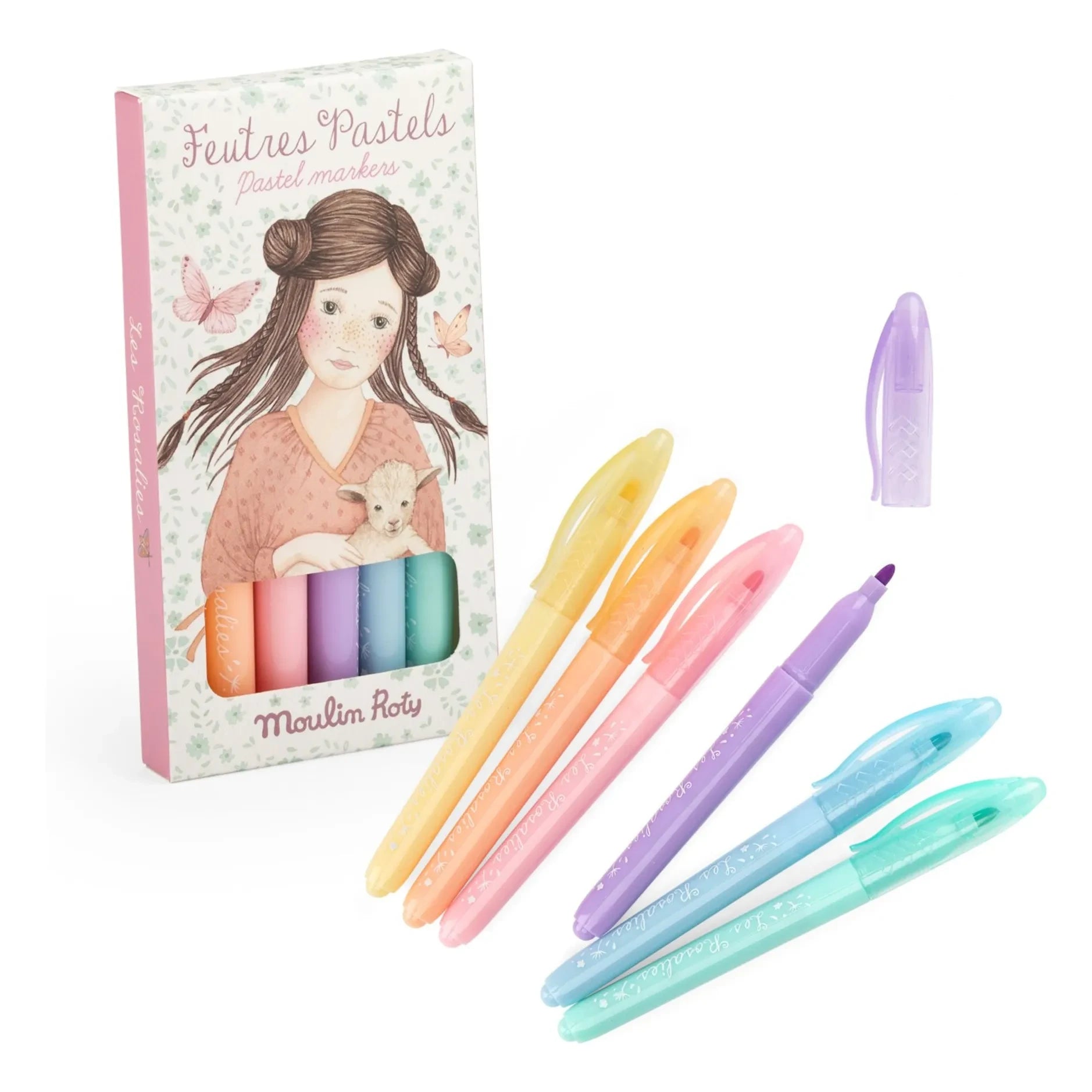 Moulin Roty - Les Rosalies pastel keçeli kalemler - 6'lı kutu