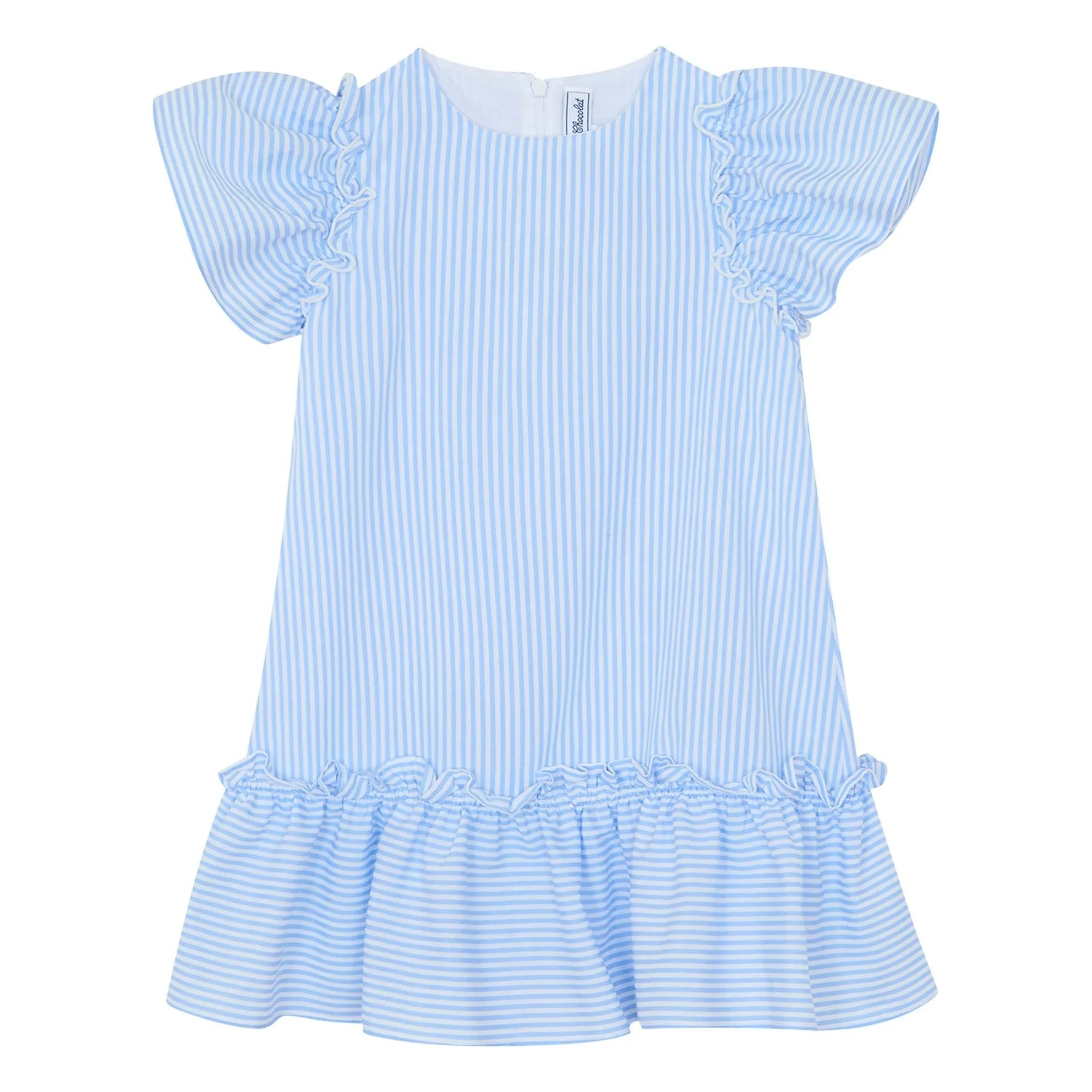 Tartine et Chocolat - Striped Ruffled Dress | Blue