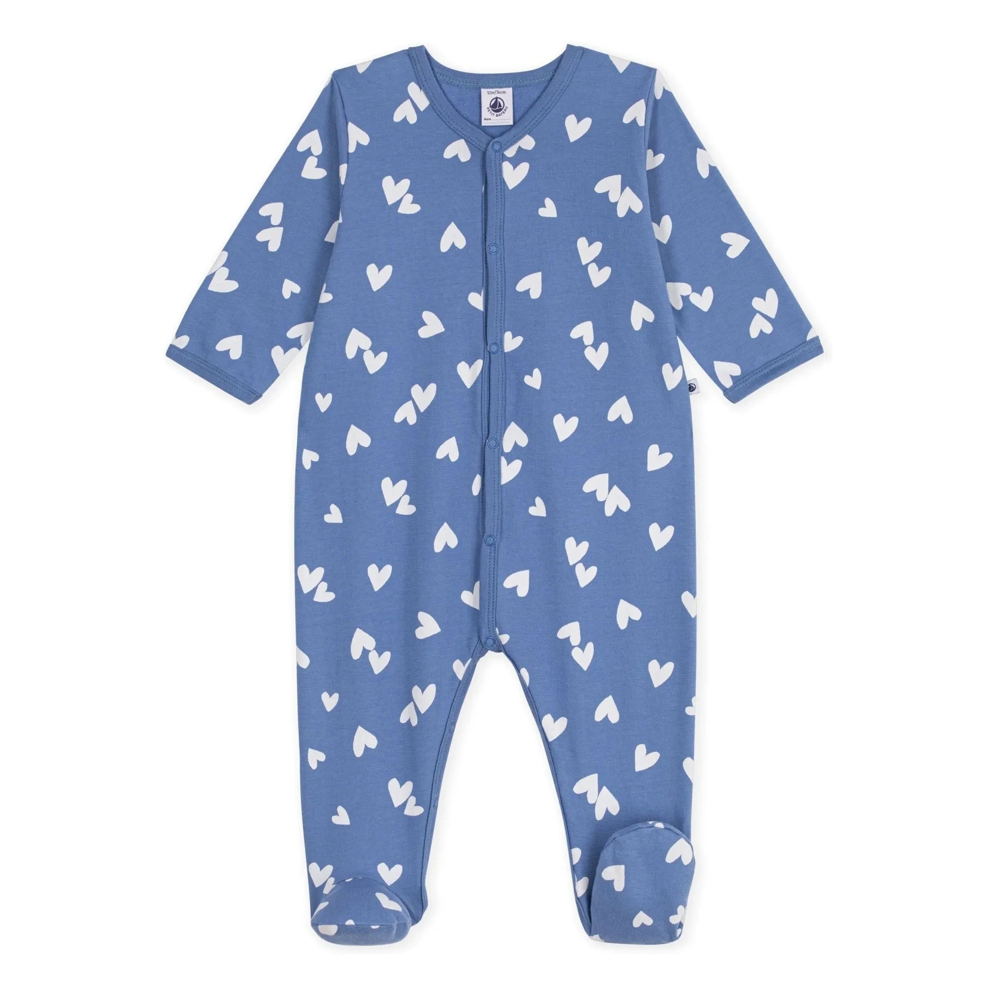 Petit Bateau - Dors Bien Cœurs organik pamuklu polar pijama | Mavi