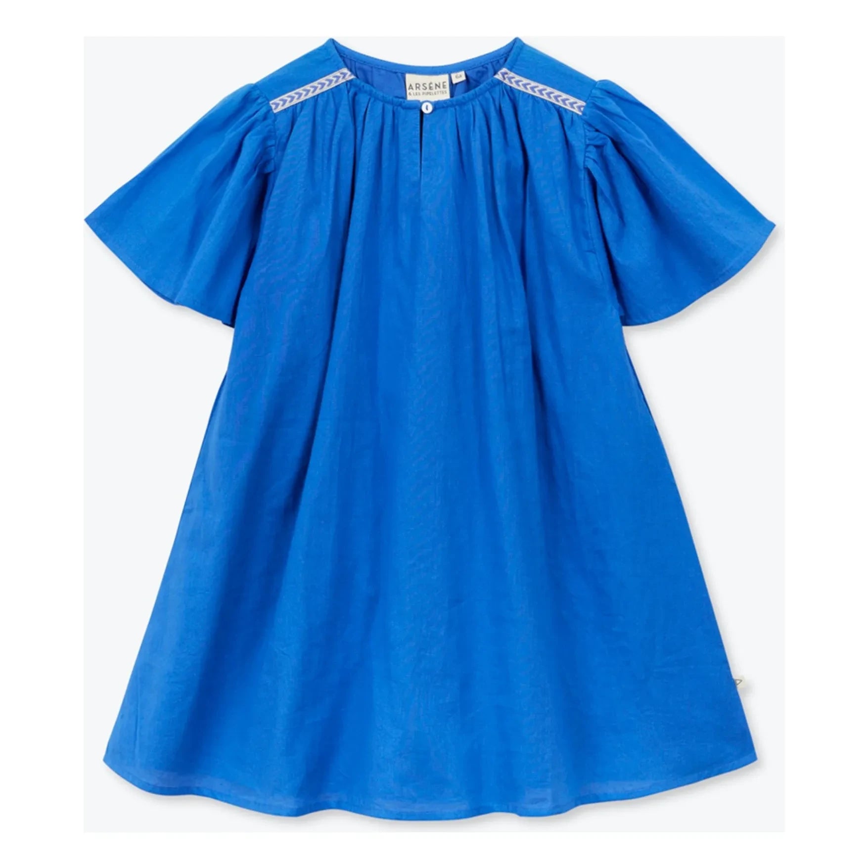 Arsène et Les Pipelettes - Organic Cotton Voile Ruffled Dress | Azure Blue