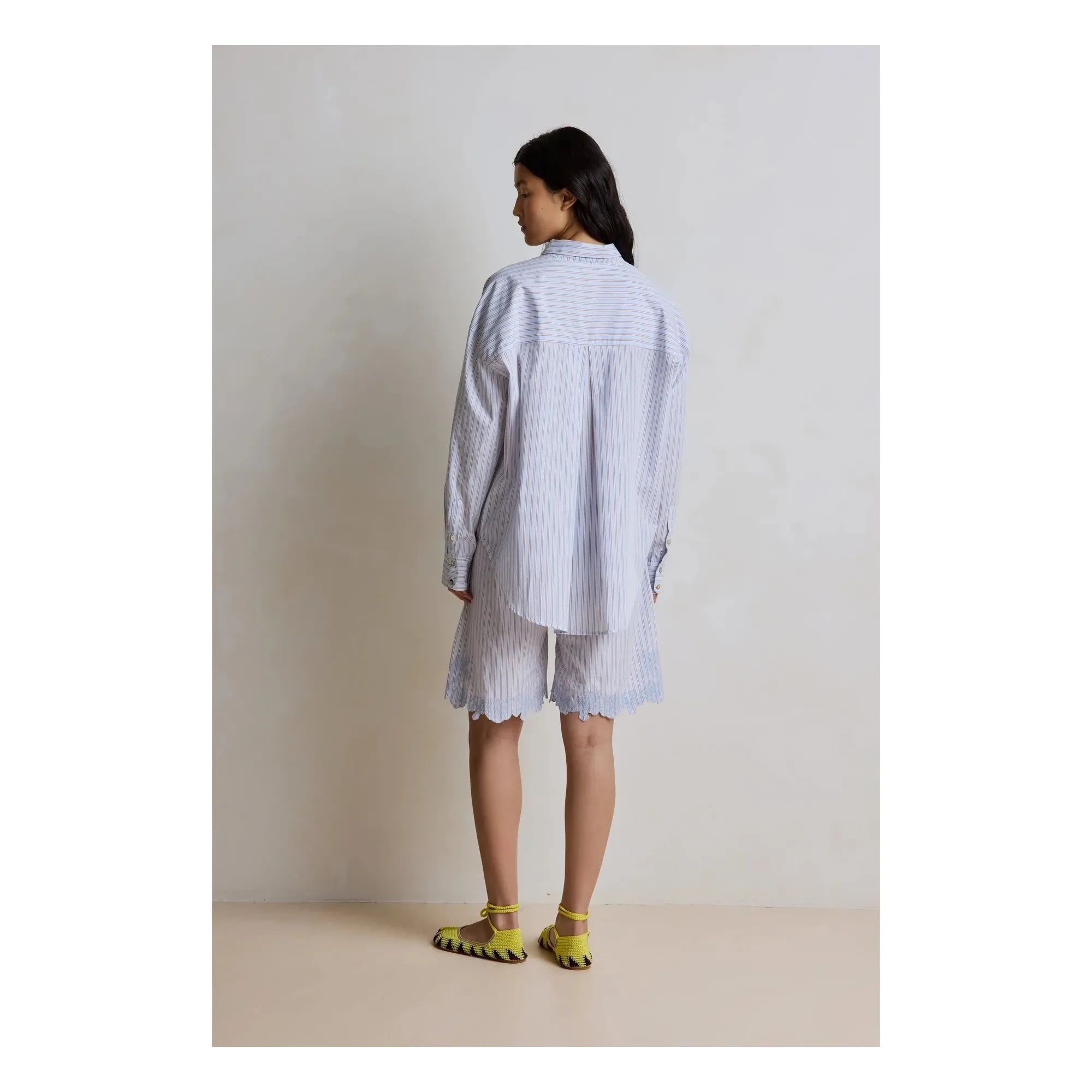 Hod - Kelya Gestreiftes Baumwollhemd | Blau