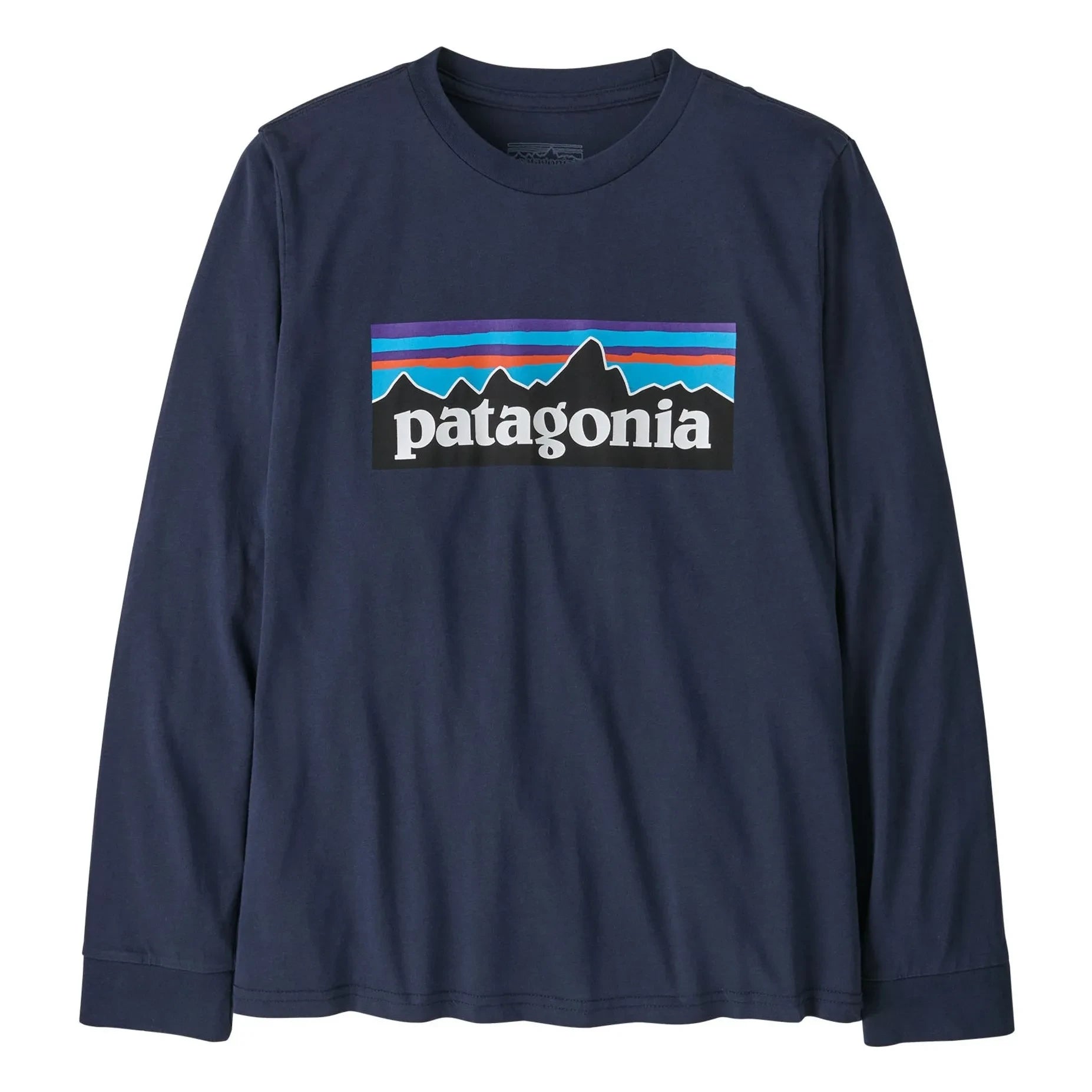 Patagonia - Uzun Kollu Tişört P-6 Logo Organik Pamuk | Lacivert