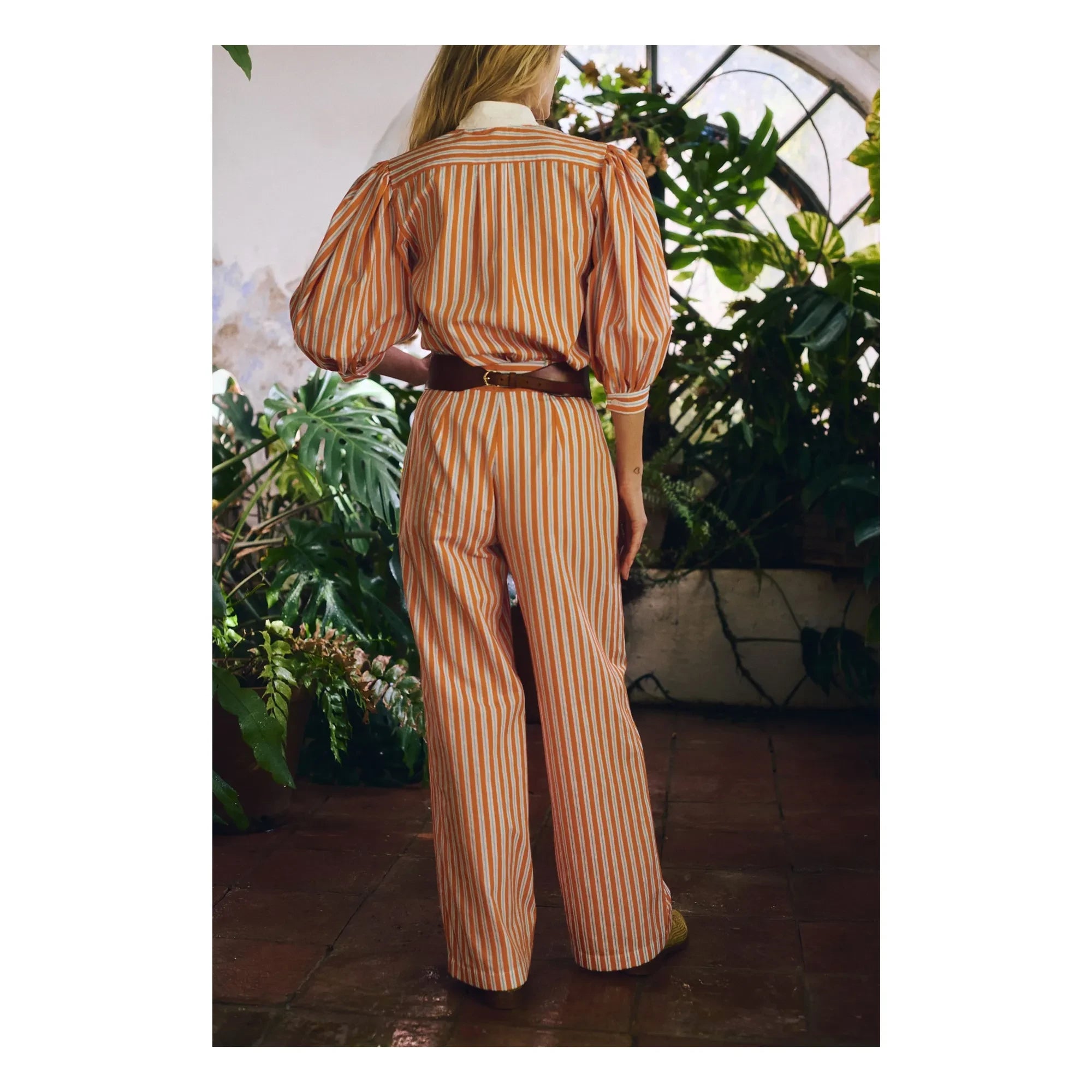 Maria de la Orden - Romeo Gestreifte Baumwollhose | Orange