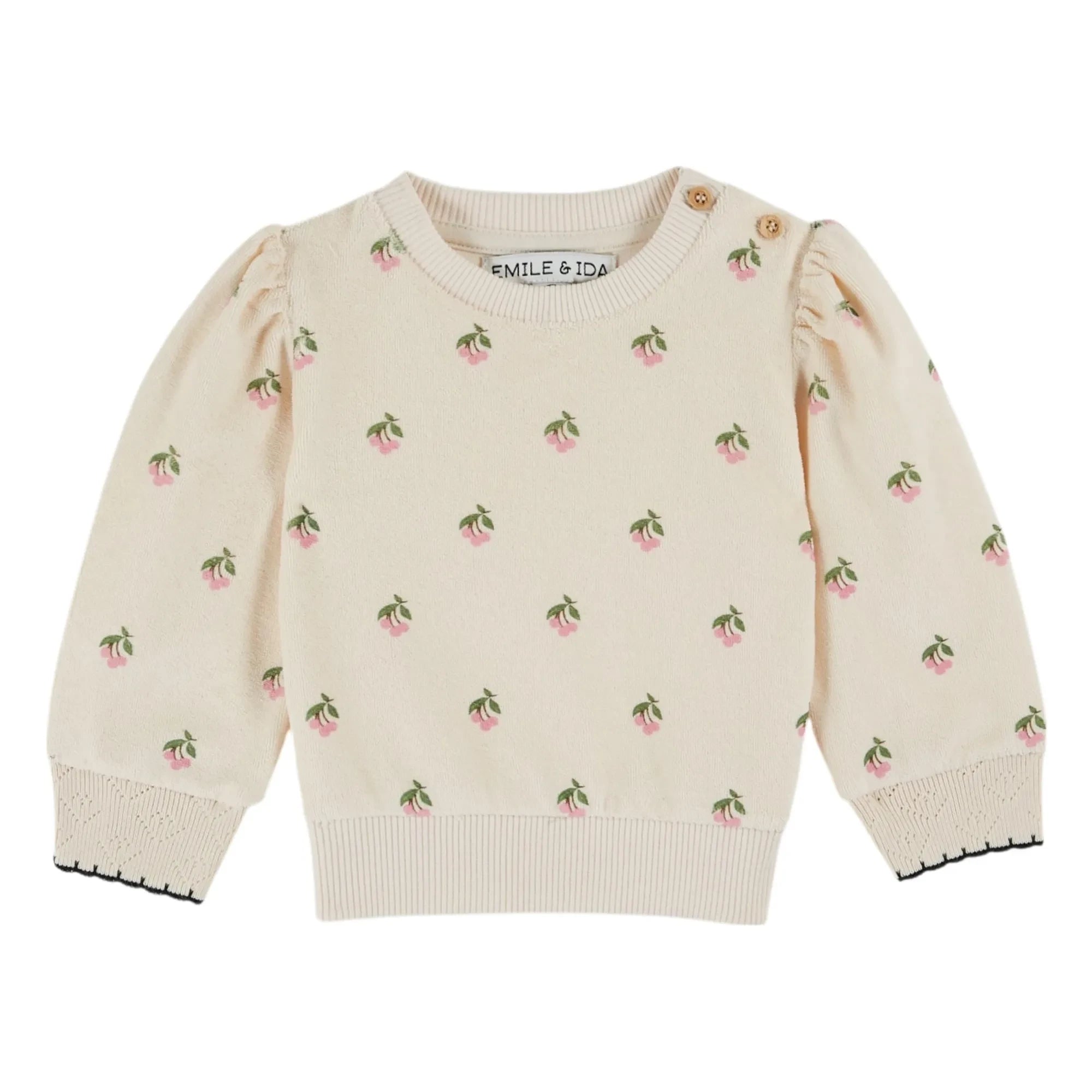 Emile et Ida - Kirsche Sweatshirt aus Bio-Baumwolle | Creme