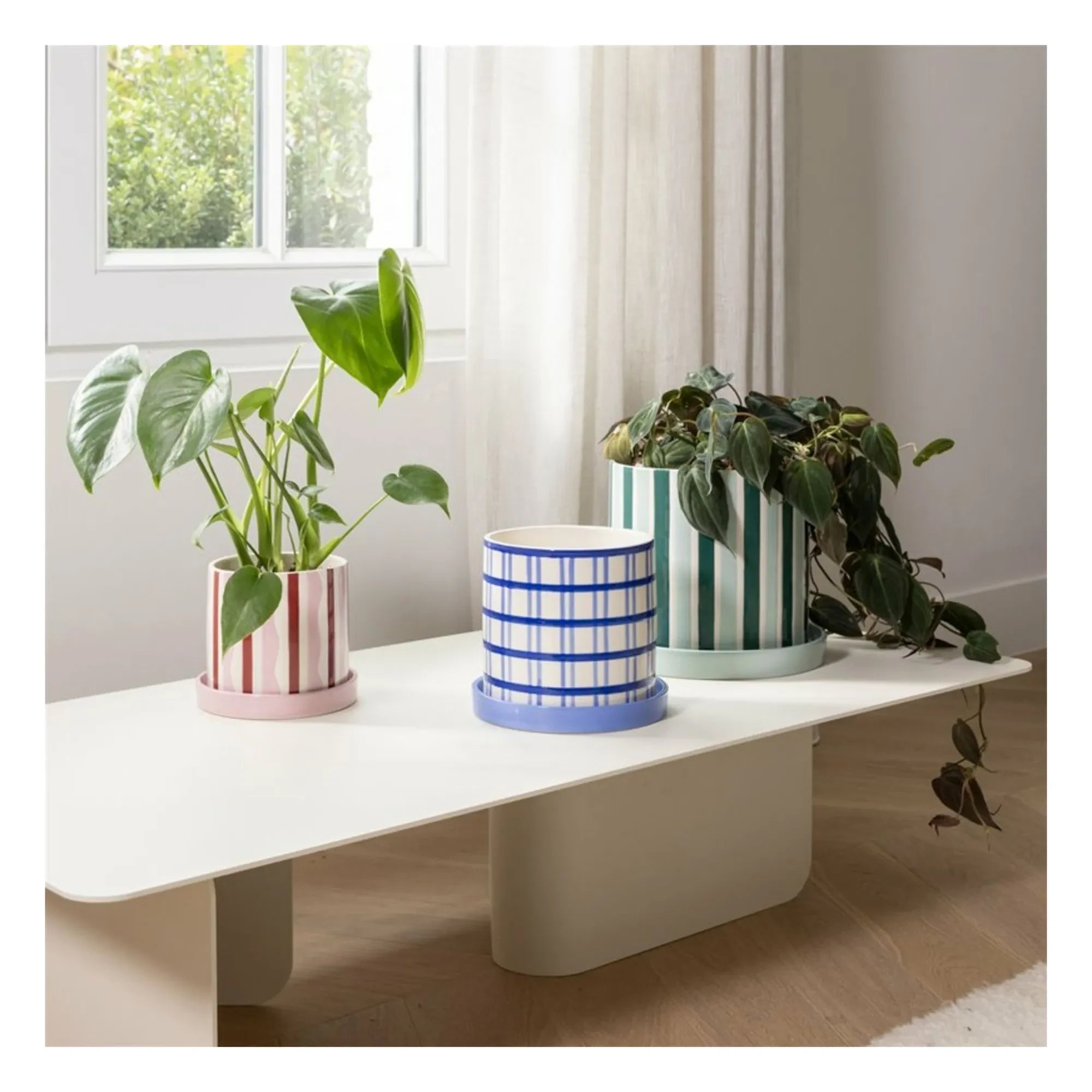 &Klevering - Clash Stripe Plant Pot | Green