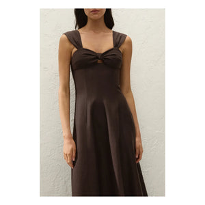 Faithfull the Brand - Pallida Leinen- und Baumwollkleid | Kaffee