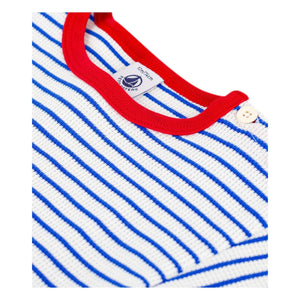 Petit Bateau - Gestreiftes T-Shirt mit Wabenstruktur | Ecru